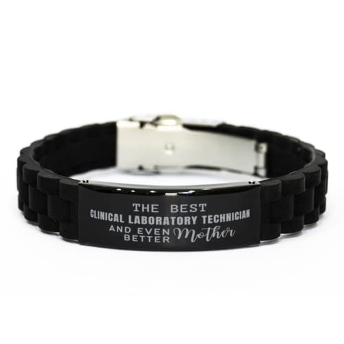 The Best Clinical Laboratory Technician and Even Better Mother. Clinical Laboratory Technician Mom Glidelock Bracelet Gifts, for Clinical Laboratory Technician Engraved Bracelet
