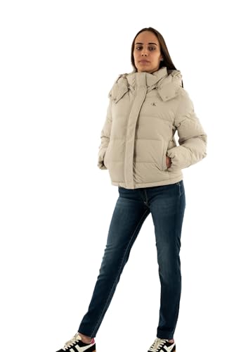 Calvin Klein Damen Pufferjacke Matte Short Puffer mit Kapuze, Beige (Pelican), XXL
