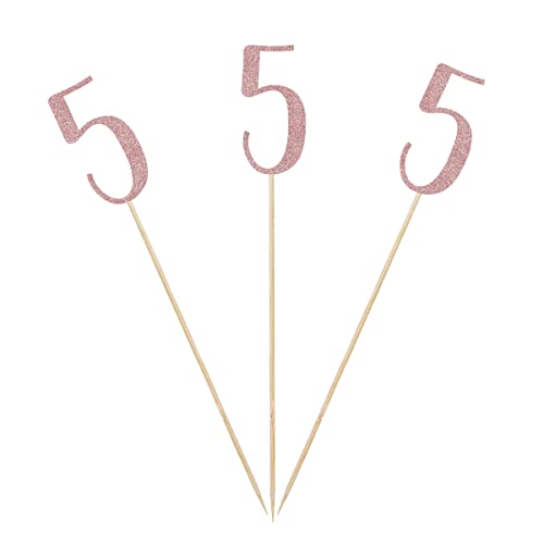 Rose Gold 5th Glitter Birthday Centerpiece Sticks, 12-Pack Number...
