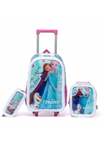 Kit Mochila Rodinha Disney Lancheira Frozen Infantil Escolar