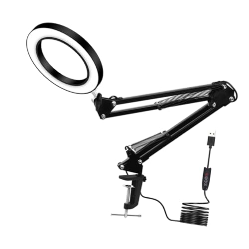 HOMSFOU 1 Pieza Luz de mesa de lupa pasatiempo industrial lámparas de escritorio lámpara de escritorio para oficina luz de soldadura lámpara de mesa lámpara de lupa Negro