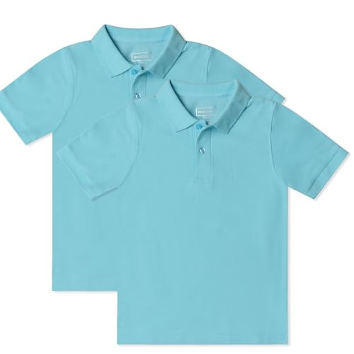 INGEAR Boys Short Sleeve Polo Shirt for School Uniform, Golf or Casual Wear, Performance Polo Shirts for Boys 2PK (US, Alpha, XX-Large, Regular, Turquoise)