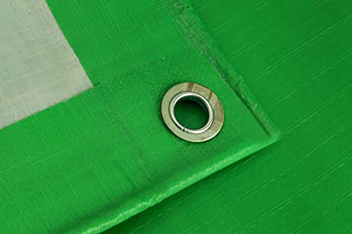 Image of SIGMA (LABLE) 12FT X 6FT 230 GSM Waterproof Tarpaulin Sheet Thick Strong Heavy Duty Hdpe UV Treated Tarpal Balcony,Rain Protection, Home Roof Shed Multipurpose Cover, Green White (As Per BIS 7903)