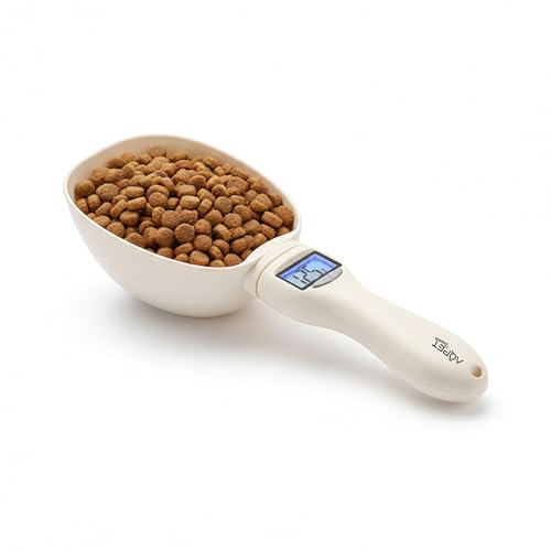 Aqpetfriends Bilancino Digitale per Cibo Cani con Display LCD Facile Lettura, Cucchiaio Dosatore di Precisione per Alimenti e Crocchette, Misurino Elettronico per Animali Domestici, peso fino a 800gr.