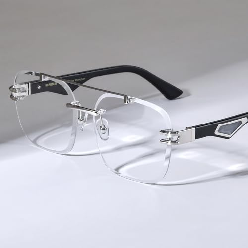 Image of HEPIDEM Really Buffalo Horn Handmade Glasses Frame,Oversize Big Square Rimless Buffs Eyeglasses 0042