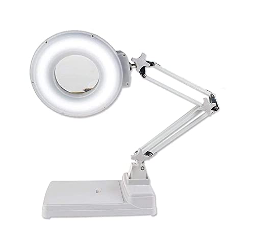 ZJFHEYUO Lupa HD con luz LED, Lupa de Escritorio Blanca, Lupa 10X, para Hombre Mayor, para Leer, Reparar teléfonos móviles, lámpara de Escritorio con Lupa.