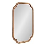 Kate and Laurel Glenby Transitional Scalloped Wall Mirror, 24 x 36, Rustic Brown, Wooden Farmhouse Bathroom Mirror with Rounded and Stepped Frame Profile