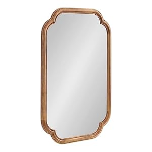 Kate and Laurel Glenby Transitional Scalloped Wall Mirror, 24 x 36, Rustic Brown, Wooden Farmhouse Bathroom Mirror with Rounded and Stepped Frame Profile