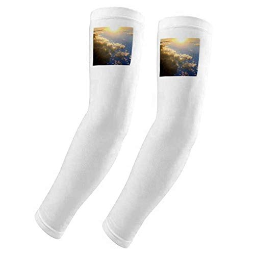 Housse de protection UV pour bras anti-transpiration avec motif nuages ciel bleu