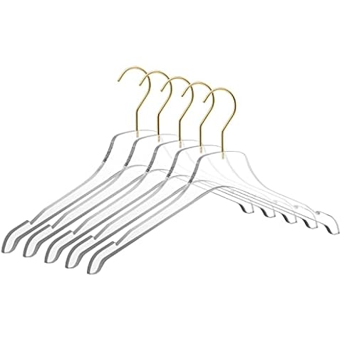 Quality Acrylic Clear Hangers, 20 Pack Clear Lucite Acrylic for a Luxurious Look and Feel with Swivel Hook, Suit Coat Shirt Dress Hangers (Clear - Matte Gold Hook, 20) Cover