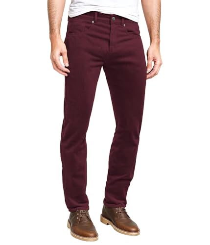 Ethanol Herren-Hose, schmal, dehnbar, lässig, aus Cord, 21950-Weinrot, 34W...