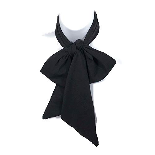Pussy-bow Scarf Bow Scarves Women's Neckties Black Silky-like Long Scarves2