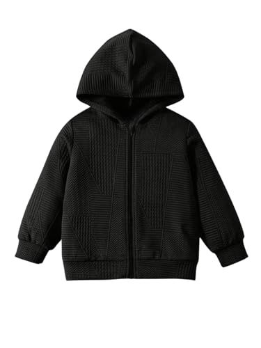 Image of URBAN OX Zipper Fleece Hoodies Jacket for Kids Boys and Girls | Fleece Sweater Black for boy Kids | Chiku Winter Sweaters for Boys and Girls | Hooded Sweatshirt
