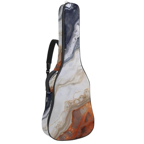 Housse guitare acoustique 109 cm motif marbre avec poches et sangle