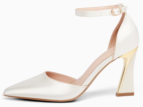 Image of Juliet Holy Womens Pumps Point Closed Toe Heels Buckle Ankle Strap D'Orsay Heeled Sandals