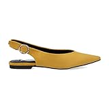 Salon bajo Salon Mujer de Punta Fina Elegantes con Correa Ajustable Estilo Slingback Primavera Verano 2019 Talla 36 Amarillo