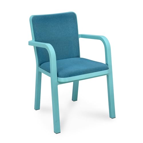 Image of Nilkamal Luxe Full-Back Cushioned Plastic Arm Chair | Stackable Chair | for Home, Living Room, Office, Outdoor, Balconies | Sapphire Blue