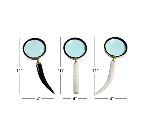 CosmoLiving by Cosmopolitan Metal Magnifying Glass with Bone Handles, Set of 3 4"W, 4"H, Black by CosmoLiving by Cosmopolitan - Image 6