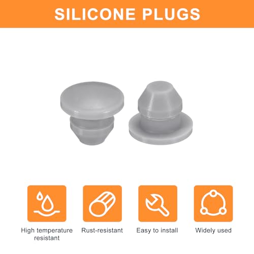 Image of uxcell 28Pcs Silicone Plugs, Rubber Round Snap in Locking Hole Plugs for 4.5mm Hole, Hole Stoppers Waterproof Hole Plug for Metal Tube, Furniture End Caps Inserts, Grey