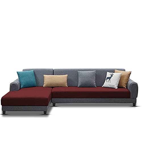 Image of Kraven LHS 6 Seater L Shape Sofa Set for Living Room (Maroon Grey Fabric)