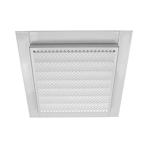 12" X 12" White Vent Cover - Galvanized Steel - Industrial Square Air Vent Louver - Metal Soffit Vent With Screen - Mesh - Squared Vent Grille For House Or Garage Wall #TOP5