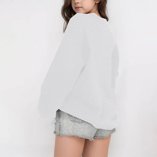 Girl's Oversized Sweatshirt Crewneck Pullover Long Sleeve Sweat Shirts Solid Color Tops Casual Tshirt Winter Clothes2