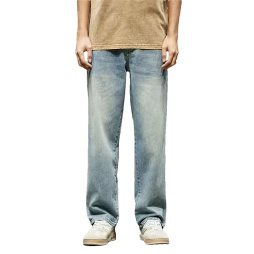 Men's Baggy Jeans Loose Fit Straight Cut Oversized Full Length Denim Trousers
