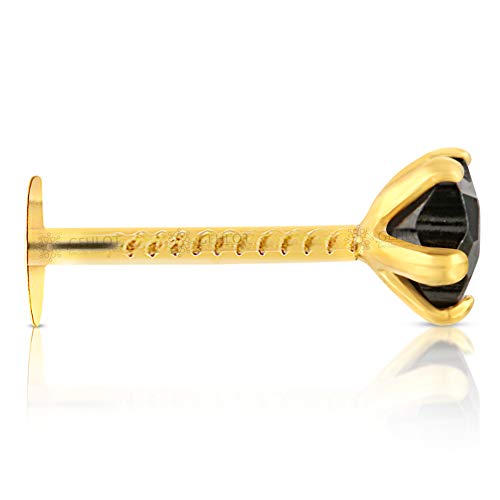 GEHLOT ; OneStep Towards Online Star Shape Black Diamond 14K Pure Yellow Gold Nose Pins Studs Diamond Nose Pins For Women And Girl