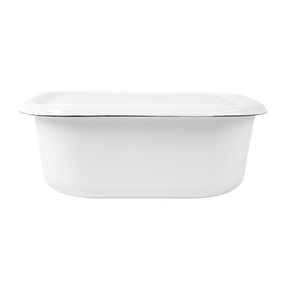 3 unità - Contenitori con coperchio 'Enamelware' 2100 ml 23,5 x 19 x 9 cm bianco ferro smaltato