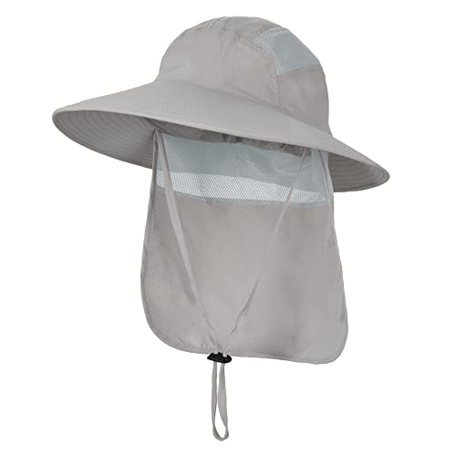 Zando Mens Sun Hat For Men Women Upf50+ Fishing Hat With Neck Flap For Men Dad Sun Protection Hat Waterproof Summer Hats Wide Brim Dad Caps For Men Packable Gardening Hat Bucket Safari Hat Light Gray #TOP14