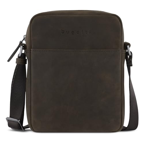 bugatti Luca kleine Schultertasche aus echtem Leder, Cross-Body Umhängetasche in braun