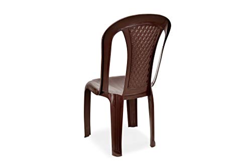 Image of AVRO FURNITURE|1101 Plastic Chair|Set of 4|Matt and Gloss Pattern |Plastic Chairs for Home, Living Room|Bearing Capacity up to 200Kg | Strong and Sturdy Structure |1 Year Guarantee, Brown