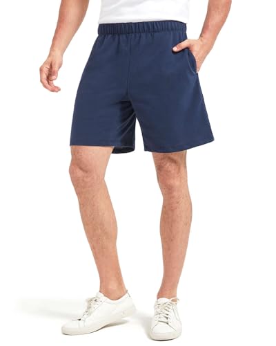 Liloak Men's Athletic Shorts with Pockets,Sweat Shorts for Men Pack,7 Inch Cotton Knit Shorts Men Multipack Casual Fit Summer2