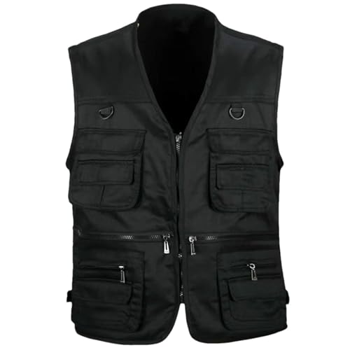 Chaleco hombres sin mangas delgado cargo con cremallera GaoLeAve BK001 verano L