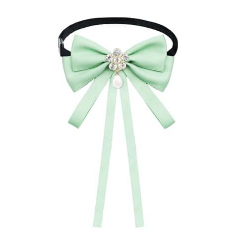 Womens Bow Tie Ribbon Rhinestone Bow Ties for Women Pre-Tied Uniform Necktie for Party School Wedding