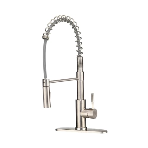 Image of Dura Faucet DF-MK504SLK-SN RV Pull-Down Kitchen Faucet (Satin Nickel) | High-arc spring pull-down kitchen faucet for RV and camper galleys. Brushed Satin Nickel finish.