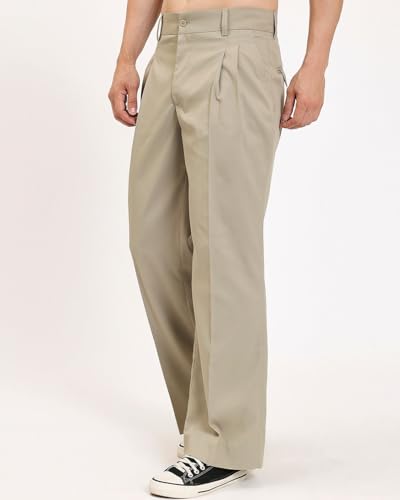 Image of Thevasa Relaxed Fit Korean Pants for Men, Suitable for Casual & Formal Wear, Stylish Baggy Pants for Men, Pleated Pants for Men
