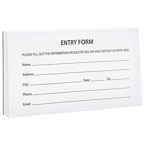Juvale Raffle Ticket Sheets - Designated Field Entry Forms - Versatile for Drawing Entry Slips & Door Prizes - Fits Standard Raffle Ticket Box - 5.25 x 2.75 in, White, Pack of 20 Pads, 2000 Sheets