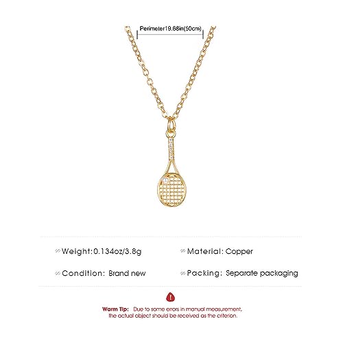 Tennis Racket Pearl Pendant Necklace - Sports Charm Crystal Pendant Gift for Tennis Lover3
