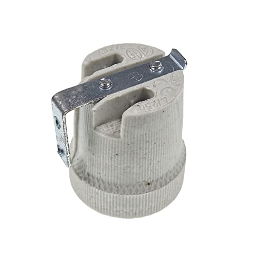 Portalampade E27 In Ceramica Porcellana Con Staffa Di Fissaggio Cover