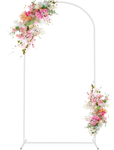 Image of Wokceer 6.6FT Arch Backdrop Stand White Metal Wedding Arch Backdrop Stand | Metal Backdrop Arch Stand Balloon Arch for Wedding Ceremony Birthday Party Bridal Baby Shower Photo Booth Backgound Decor