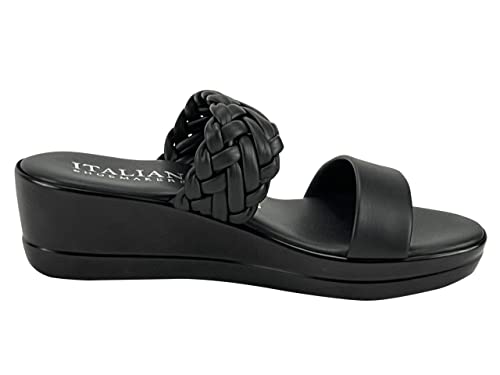 Italian Shoemakers Womens Tulay Wedge Braided Comfort Sandal For Women (Black, Us_Footwear_Size_System, Adult, Women, Numeric, Medium, Numeric_9) #TOP3