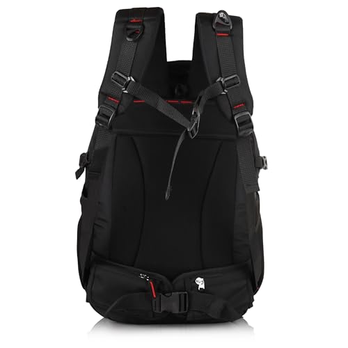 Image of Half Moon 45L Hammer Waterproof 4 Compartment Rucksack /Trekking Bag For Mens | With 17.3 inch Laptop Compartment & Rain Cover | 1 Year Warranty | For Hiking, Travel Backpack For Boys & Girls (Black)