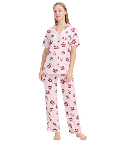 Image of WiWi Viscose from Bamboo Women's Pajamas Set Super Soft Button Down Top and Pants Sleepwear Cooling Pjs S-3X
