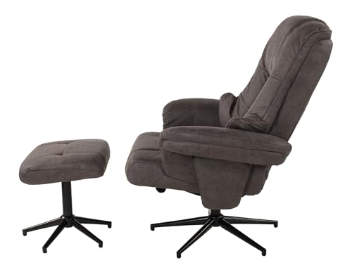 Duo Collection Burnaby Relaxsessel mit Hocker | verstellbar & 360° drehbar | Fernsehsessel mit Relaxfunktion | bequemer Ruhesessel in Anthrazit – Bild 8
