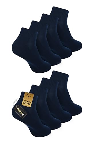 Zaccai Men’s Cotton Ankle Socks – 4 Pack Low Cut, Moisture Wicking, Odor Resistant, Breathable Everyday Socks