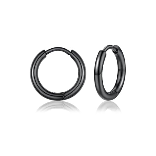 PROSTEEL Huggie Earrings for Women, Small Cartilage Hoop Earrings Women Mens in Black/Silver/14K Gold, Versatile Size in 7~16mm Hoop Earring Jewelry 10mm A. Black