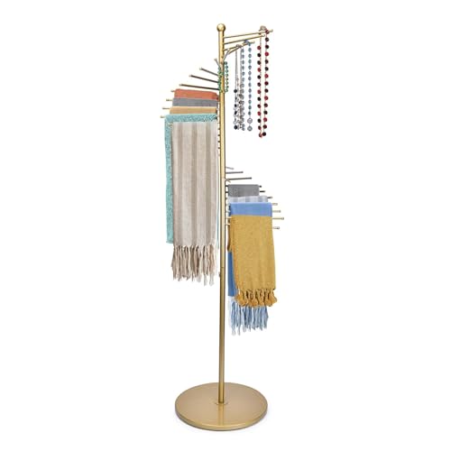 XCRFKGW Porte-écharpes Porte-manteau en Métal, Support à Foulard en Spirale Autoportant, Cintre Multifonctionnel avec 30 Tiges pour Cravates, Ceinture,...