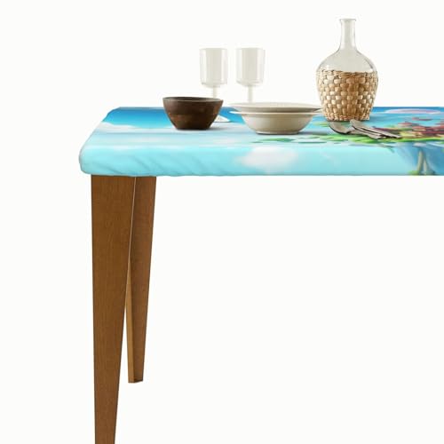 Nappe de table 1,5 m élastique imperméable, protection lavable table intérieur extérieur - 6