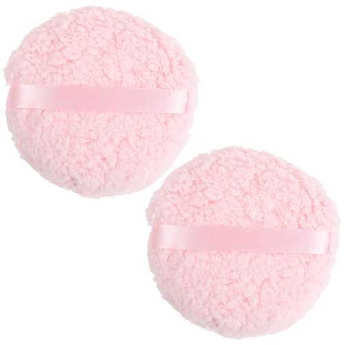 Lot de 2 houppettes lavables roses de 15 cm pour applicateur poudre corps